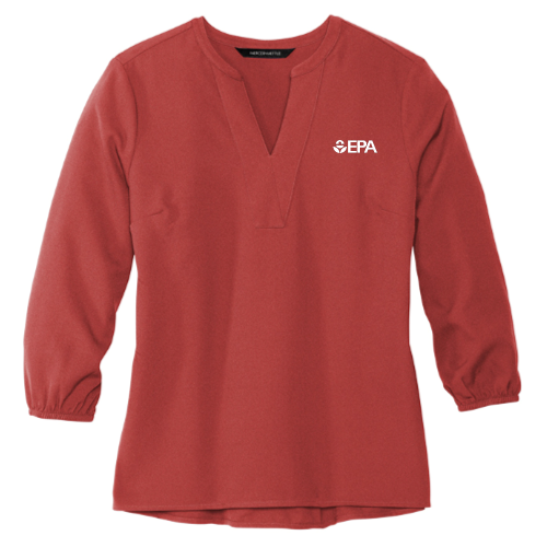 EPA - MERCER+METTLE Women's Stretch Crepe 3/4-Sleeve Blouse v1