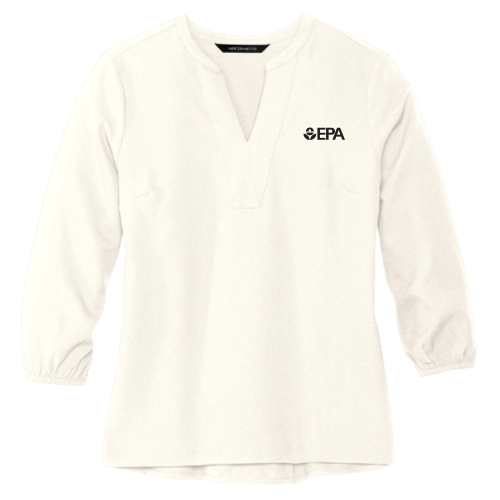 EPA - MERCER+METTLE Women's Stretch Crepe 3/4-Sleeve Blouse v2